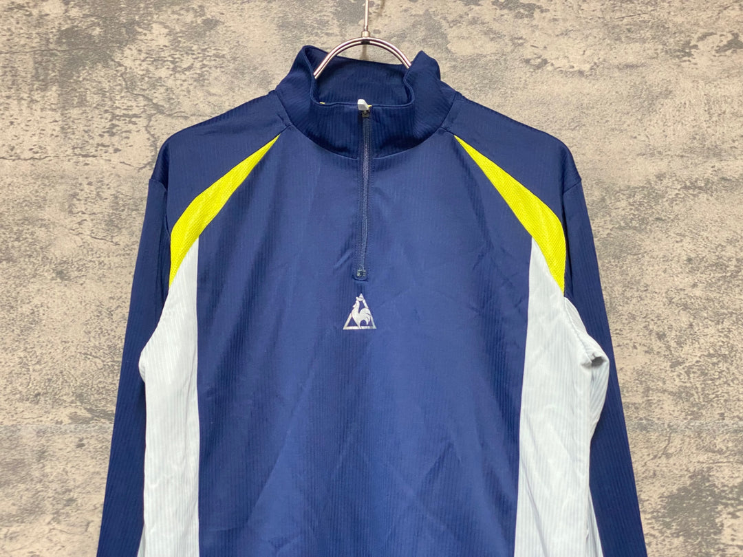 KH249 ルコックスポルティフ le coq sportif 長袖 サイクルジャージ 紺 L ハーフジッパー