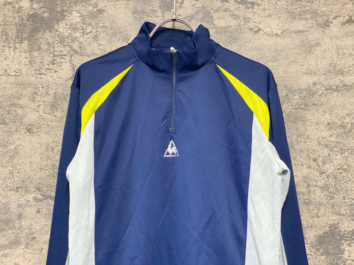 KH249 ルコックスポルティフ le coq sportif 長袖 サイクルジャージ 紺 L ハーフジッパー