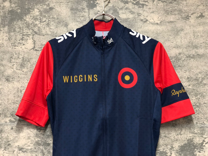 KK138 ラファ Rapha WIGGINS REPLICA JERSEY 半袖 サイクルジャージ 紺 赤 S