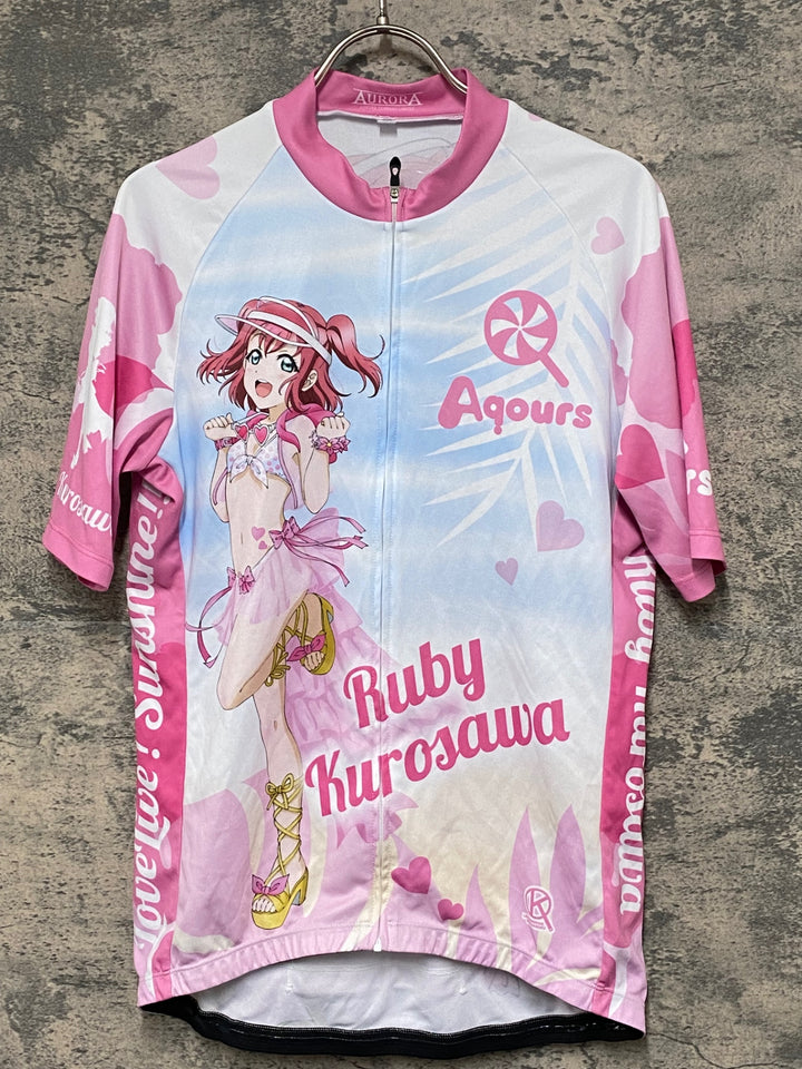 KG887 アウローラ AURORA 半袖 サイクルジャージ 白 ピンク XL ラブライブ! サンシャイン!! 2022 黒澤ルビィ Ver.
