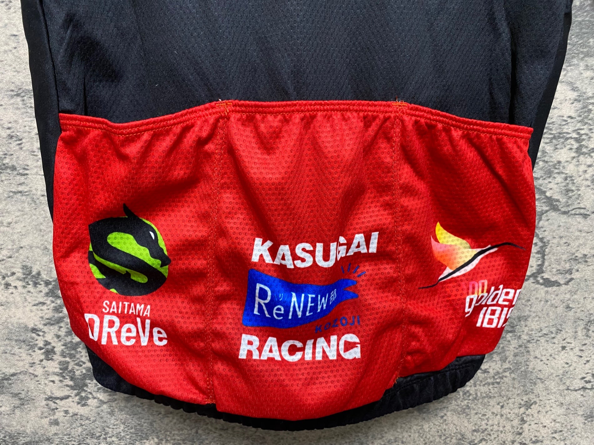 JS444 ウェイブワン WAVE ONE 半袖 サイクルジャージ 赤 黒 M Team