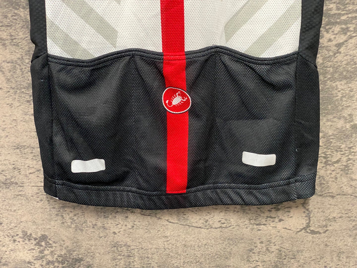 JT066 カステリ CASTELLI 半袖サイクルジャージ 白黒 S メッシュ ほつれあり