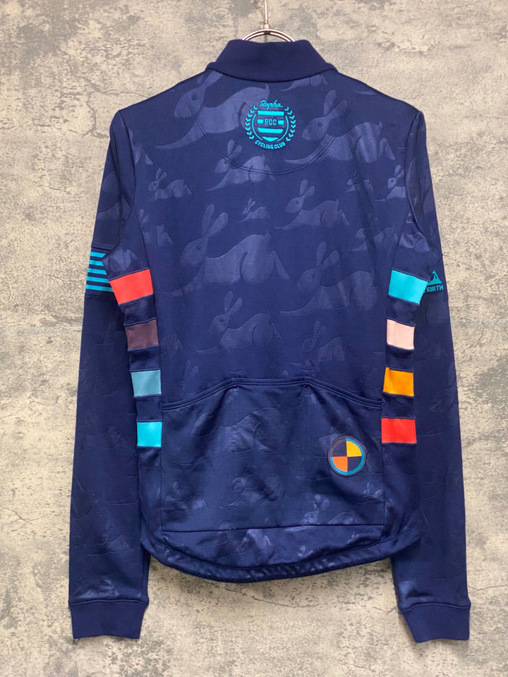 KF571 ラファ Rapha RCC + PAUL SMITH CLASSIC LONG SLEEVE JERSEY 長袖 サイクルジャージ 青 XS ほつれあり