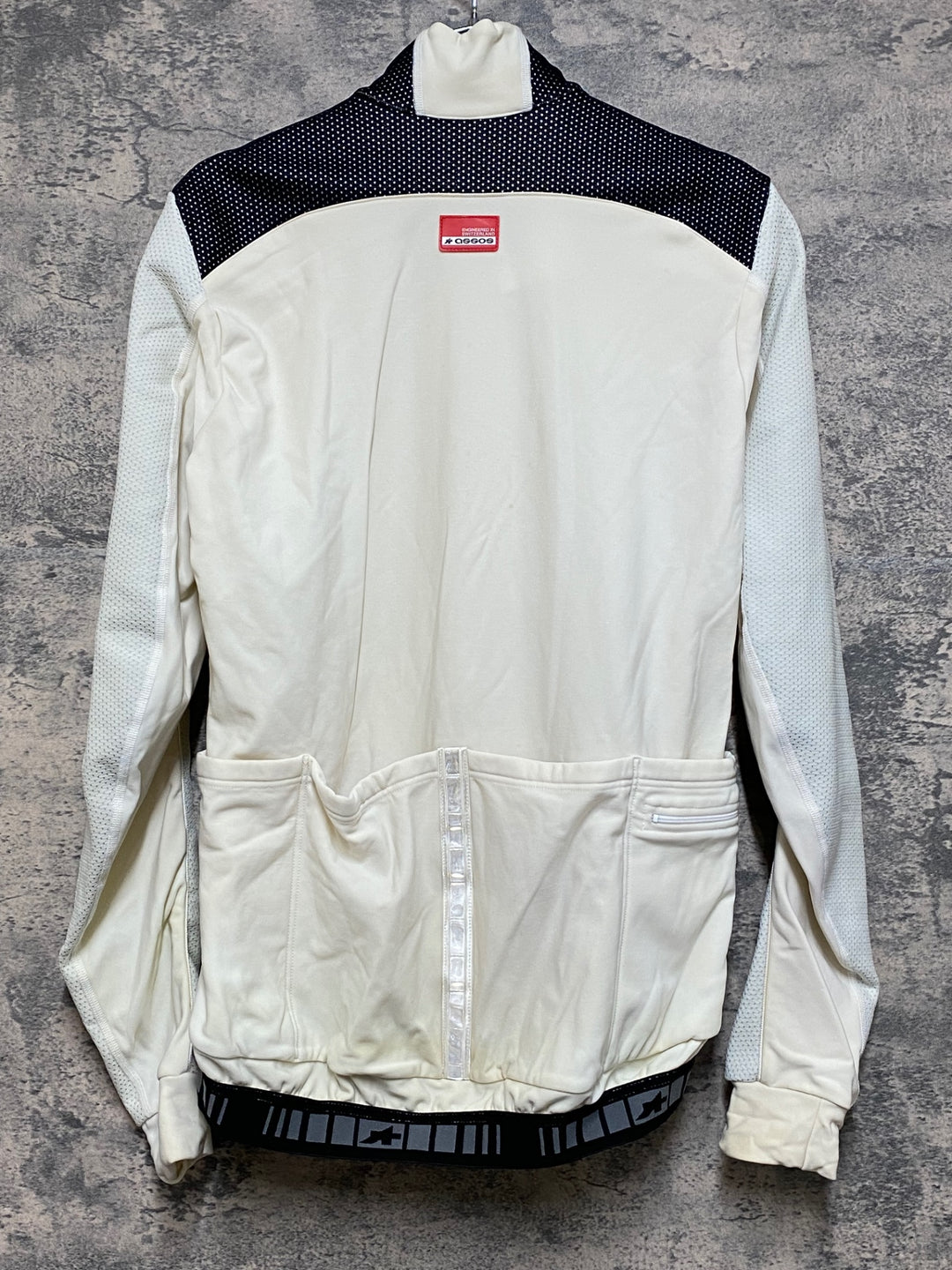 JQ186 アソス assos AIR BLOCK 851 長袖サイクルジャケット 白黒 M 裏起毛 黄ばみあり