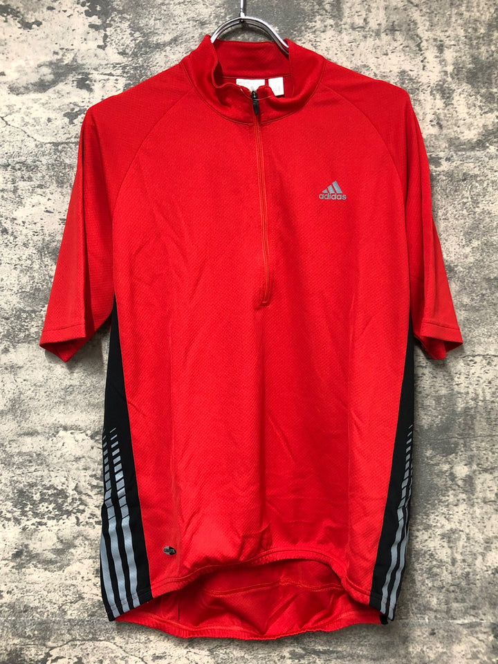 JU909 アディダス adidas 半袖 サイクルジャージ 赤 O ハーフジップ