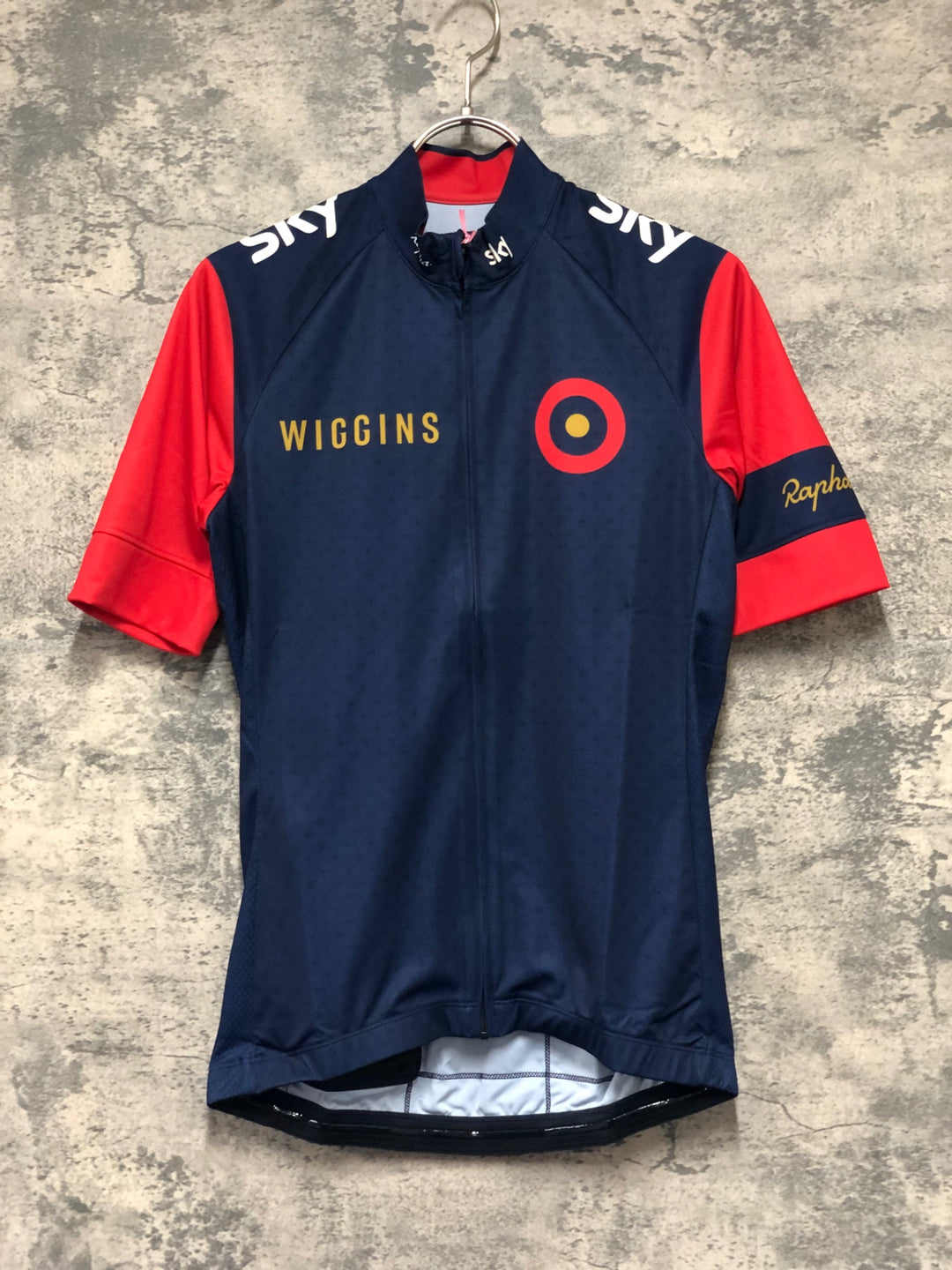 KK138 ラファ Rapha WIGGINS REPLICA JERSEY 半袖 サイクルジャージ 紺 赤 S