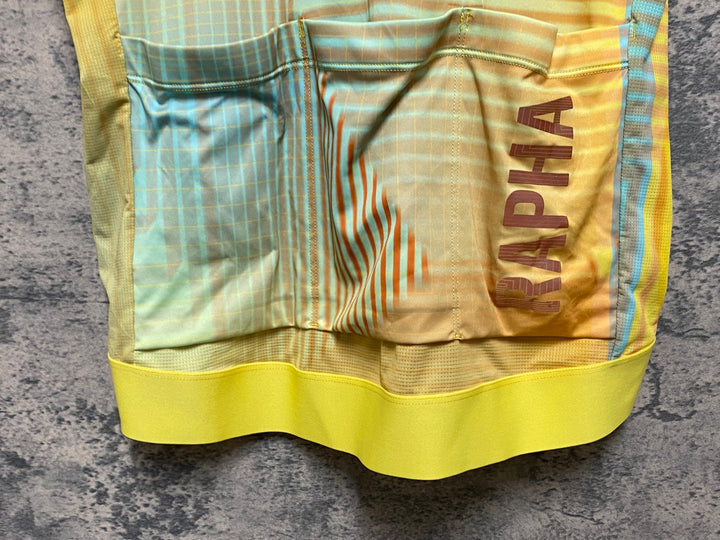 JQ368 ラファ Rapha TUNNEL VISION TRAINING JERSEY 半袖 サイクルジャージ オレンジ 黄 L