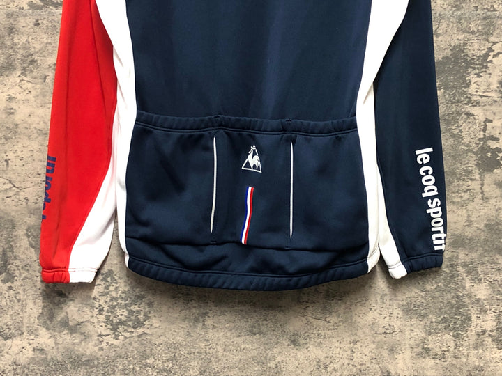 KN788 ルコックスポルティフ le coq sportif 裏起毛 サイクルジャケット 紺白 L