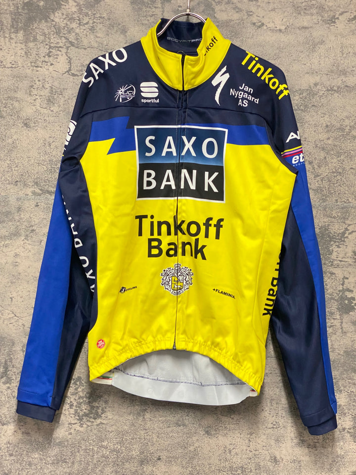KJ810 スポーツフル sportful 長袖 サイクルジャケット 黃 紺 L 裏起毛 SAXO BANK WINDSTOPPER