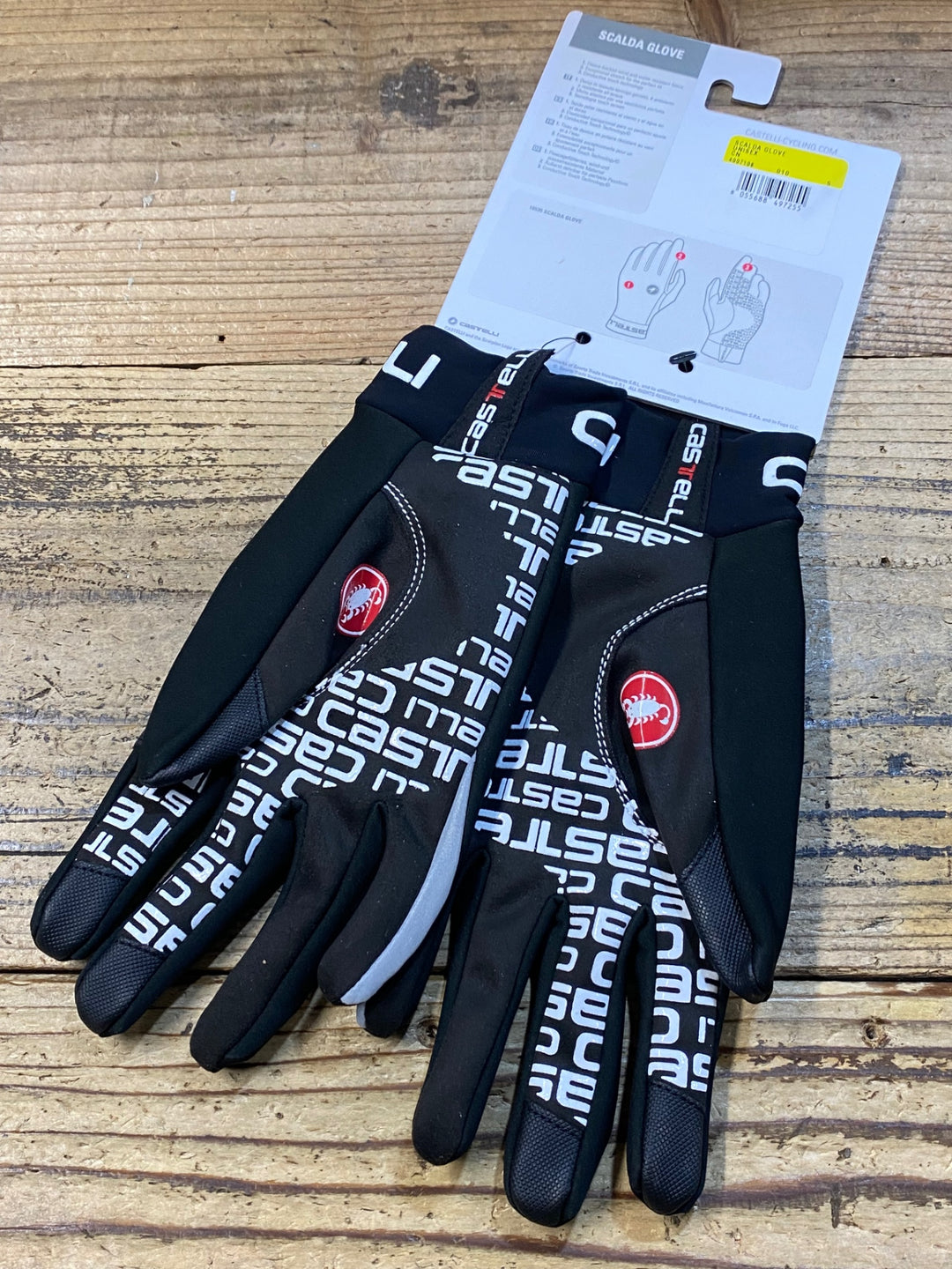 JY834 カステリ CASTELLI SCALDA GLOVE 長指 グローブ 黒 S 裏起毛 TEAM Sky