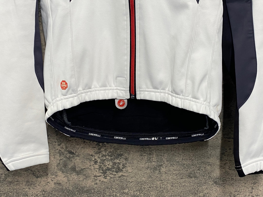 JW444 カステリ CASTELLI 長袖 サイクルジャケット 白 黒 S 裏起毛 GORE WINDSTOPPER