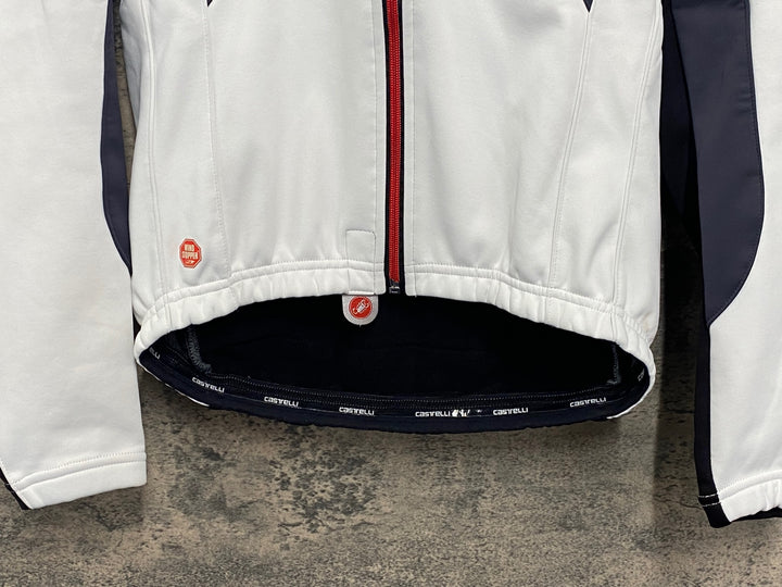 JW444 カステリ CASTELLI 長袖 サイクルジャケット 白 黒 S 裏起毛 GORE WINDSTOPPER