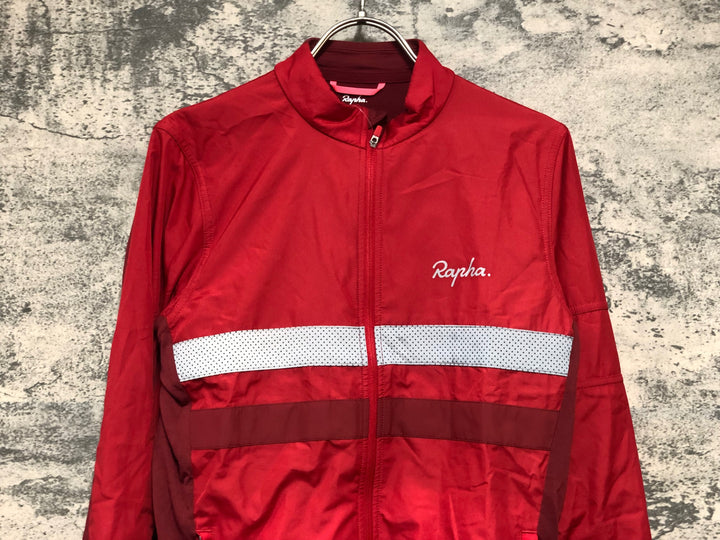 KK257 ラファ Rapha BREVET LONG SLEEVE WINDBLOCK JERSEY 長袖 サイクルジャージ 赤 S ※タグカット