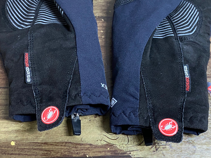 JK208 カステリ CASTELLI ROSSOCORSA perfetto 長指 グローブ 黒 S 裏起毛 GORE-TEX INFINIUM ※タグカット