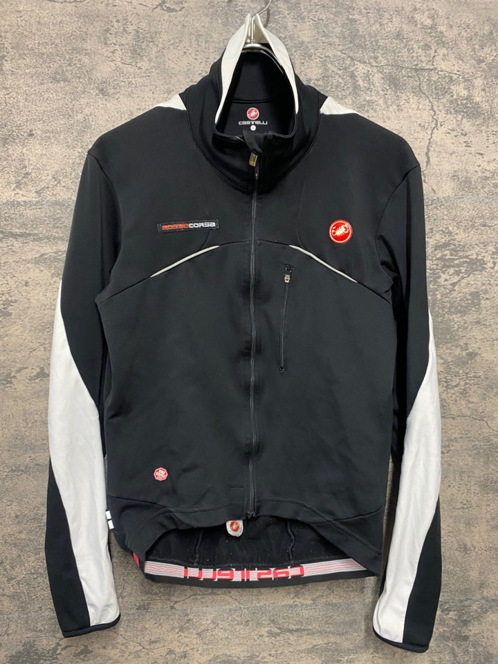 JT665 カステリ CASTELLI ロッソコルサ ROSSO CORSA 長袖 サイクルジャージ 黒 L 裏起毛 GORE WINDSTOPPER