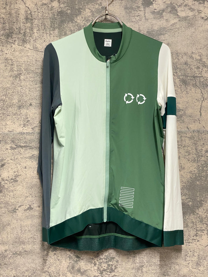 KC676 ラファ Rapha PRO TEAM LONG SLEEVE TRAINING JERSEY 長袖 サイクルジャージ 緑 薄緑 L