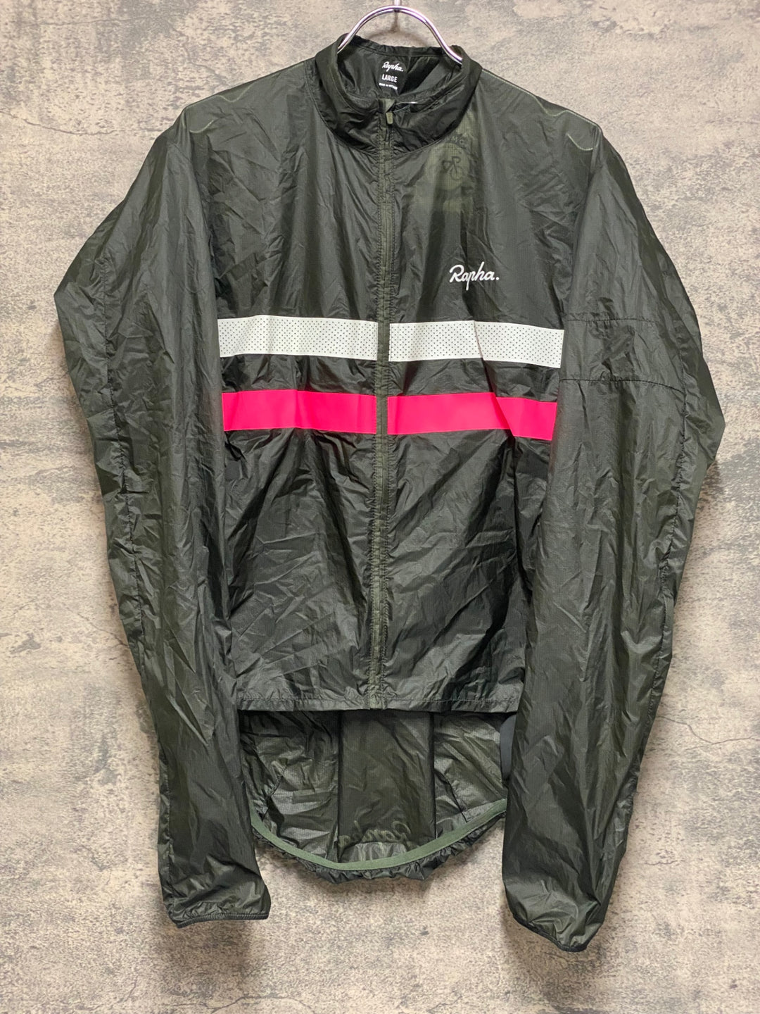 KE033 ラファ Rapha BREVET FLYWEIGHT WIND JACKET 長袖 サイクルジャケット オリーブ L
