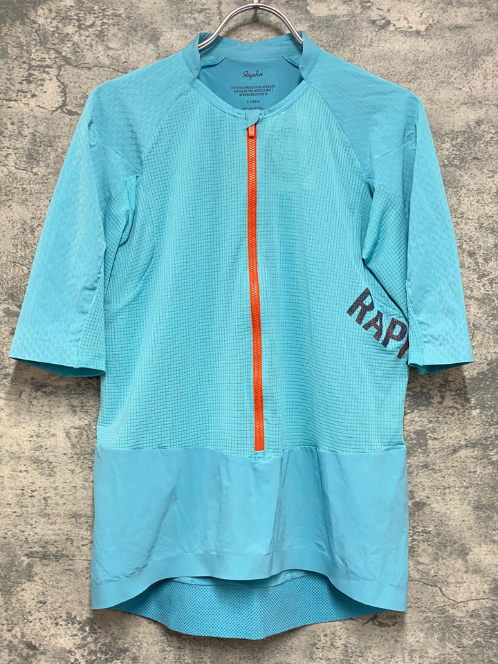 KL766 ラファ Rapha PRO TEAM GRAVEL JERSEY 半袖 サイクルジャージ 水色 XL 擦れ