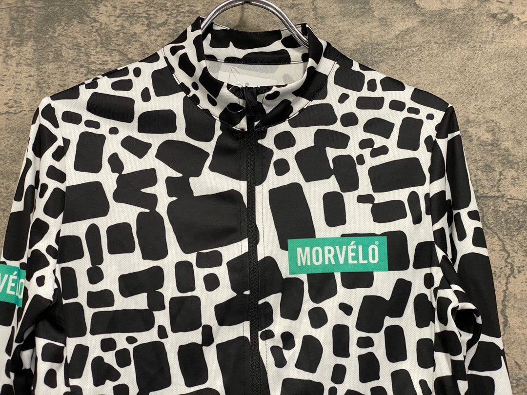 JA642 モーヴェロ MORVELO 長袖 サイクルジャージ 白 黒  S