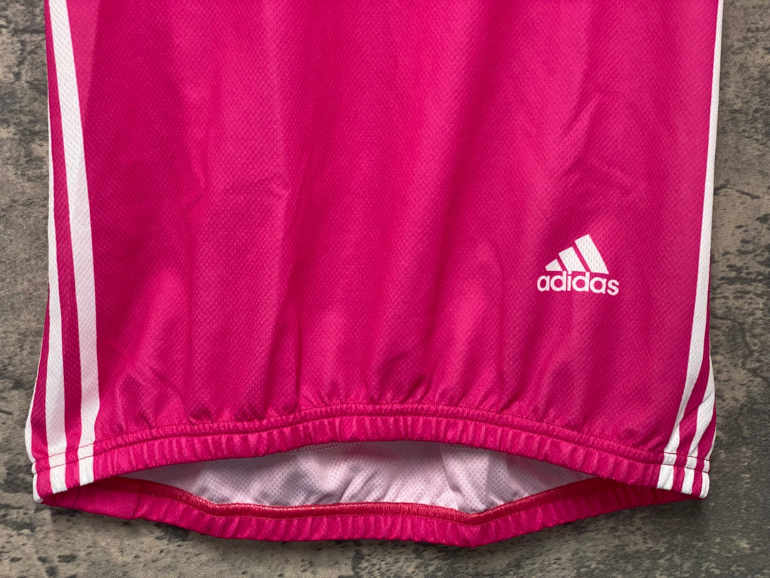KJ757 アディダス adidas 半袖 サイクルジャージ ピンク 白 L ハーフジップ