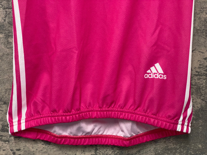 KJ757 アディダス adidas 半袖 サイクルジャージ ピンク 白 L ハーフジップ