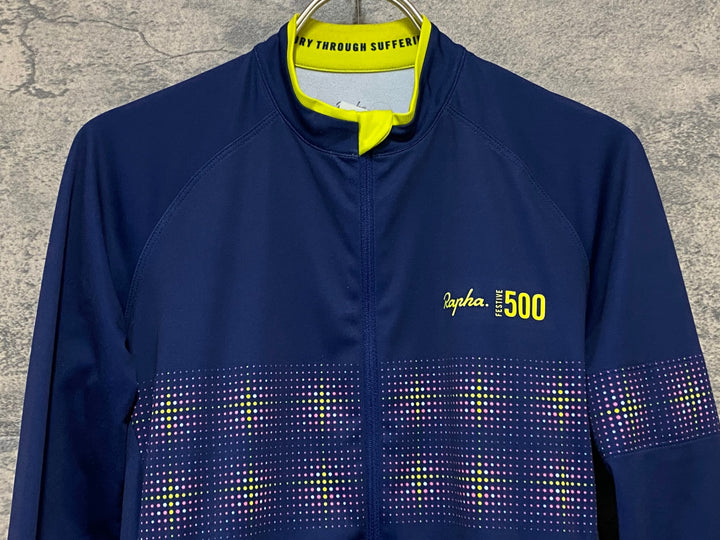KM423 ラファ Rapha MEN'S LONG SLEEVE CORE JERSEY 長袖 サイクルジャージ 紺 S 裏起毛