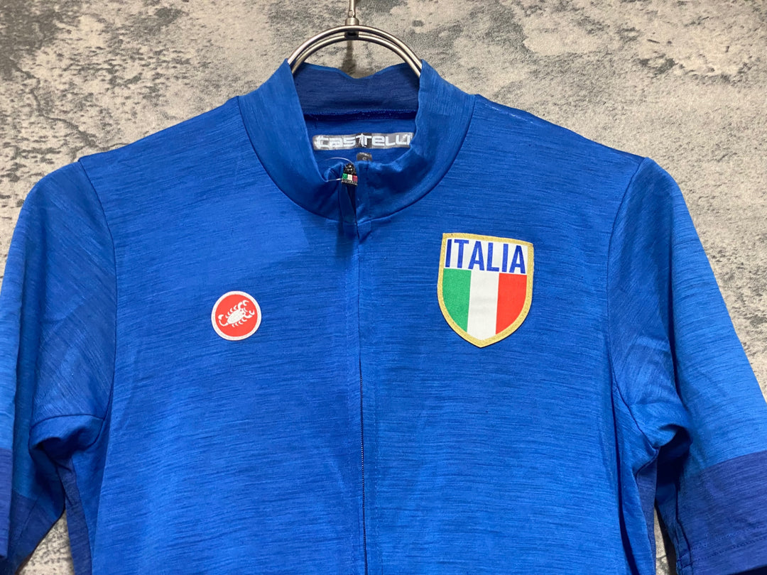 JS584 カステリ CASTELLI 半袖 サイクルジャージ 青 S ITALIA