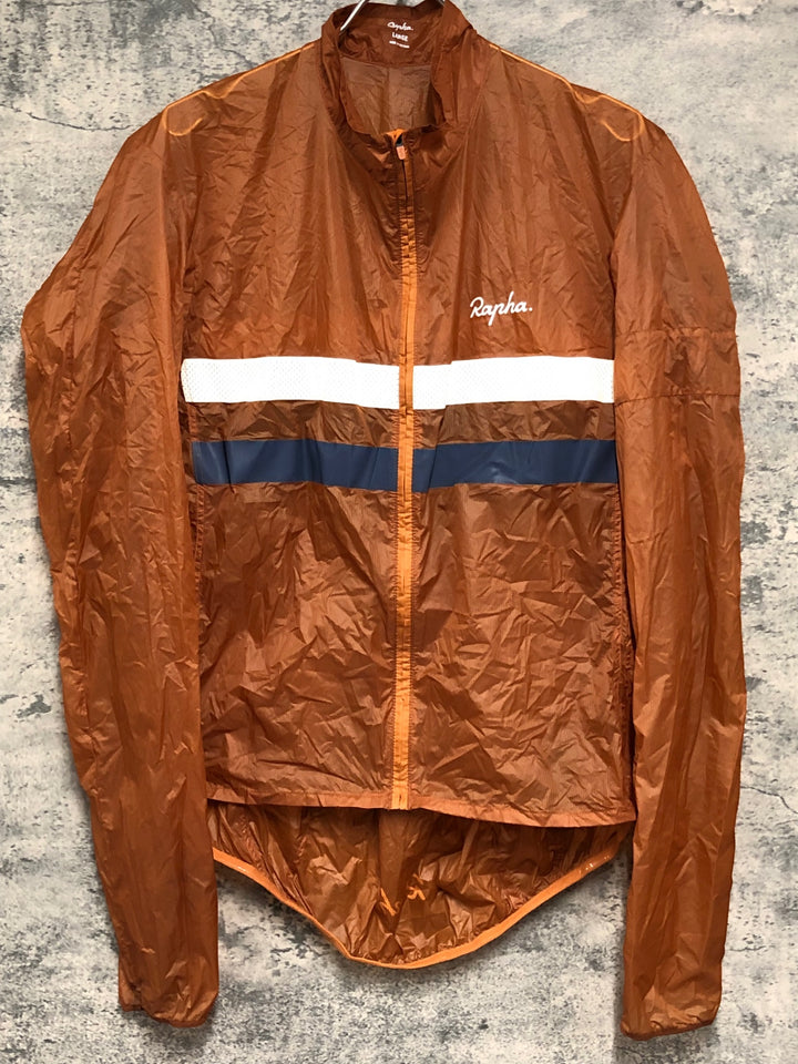 KE034 ラファ Rapha BREVET FLYWEIGHT WIND JACKET 長袖 サイクルジャケット オレンジ L