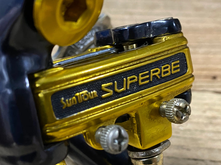 KL867 サンツァー SunTour Superbe pro 3100 リアディレイラー ブラック ゴールド ※プーリー割れのためジャンク