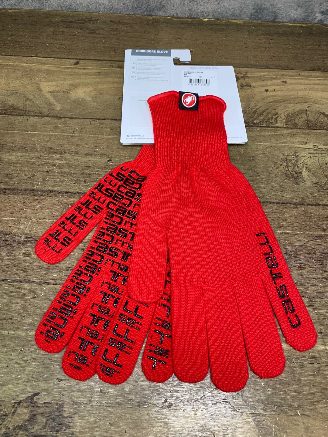 IV736 カステリ CASTELLI CORRIDORE グローブ 赤 L/XL