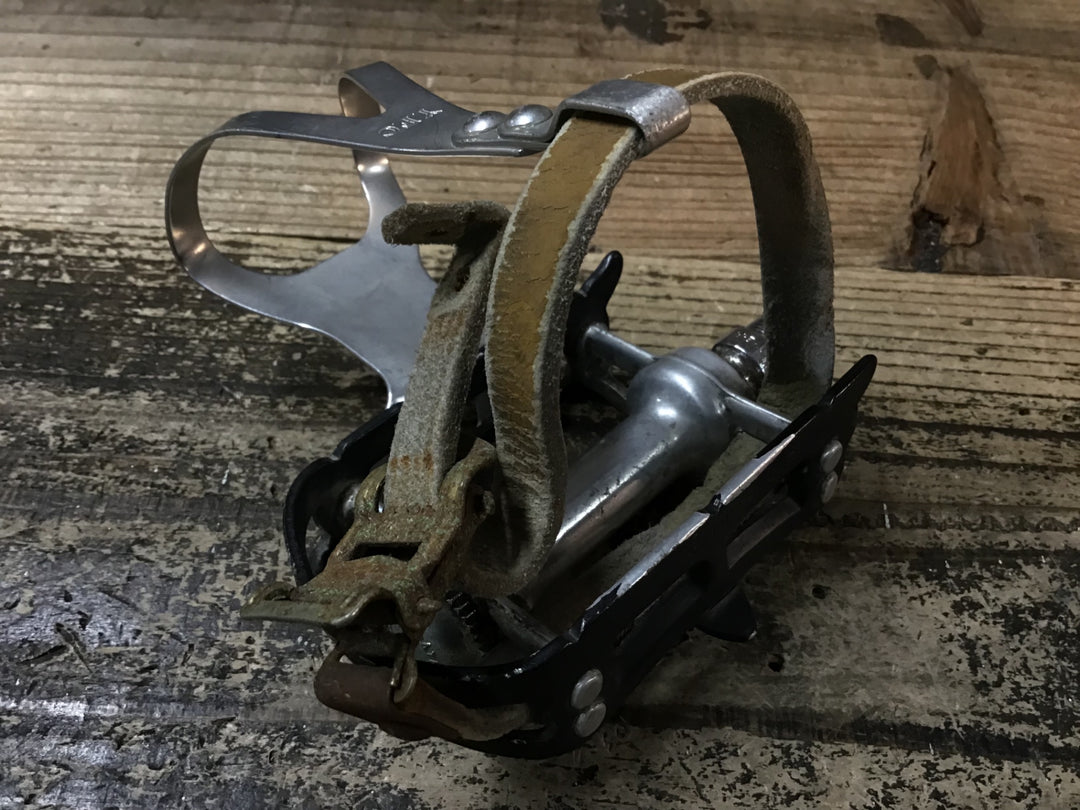 JJ194 カンパニョーロ Campagnolo SuperLeggeri ヴィンテージ ペダル スチールシャフト 樹脂キャップ