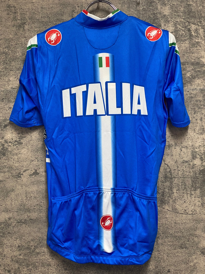 JV533 カステリ CASTELLI ロッソコルサ ROSSO CORSA 半袖 サイクルジャージ 青 M ITALIA Skoda