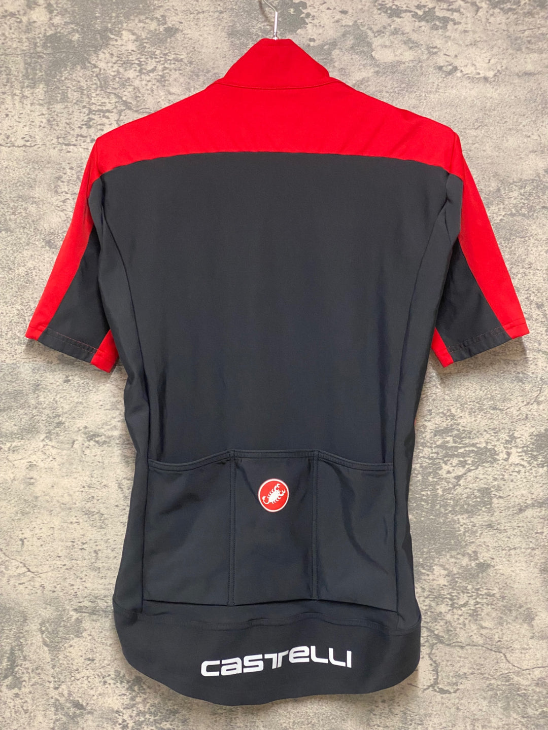 KE085 カステリ CASTELLI ロッソコルサ ROSSO CORSA perfetto 半袖 サイクルジャージ 赤 S GORE WINDSTOPPER ※汚れ