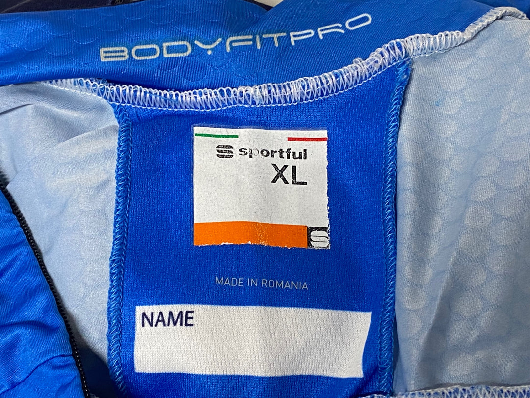 KJ814 スポーツフル sportful 半袖 サイクルジャージ 青 XLハーフジップ SAXO BANK