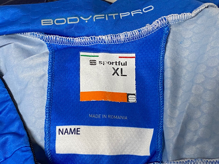 KJ814 スポーツフル sportful 半袖 サイクルジャージ 青 XLハーフジップ SAXO BANK