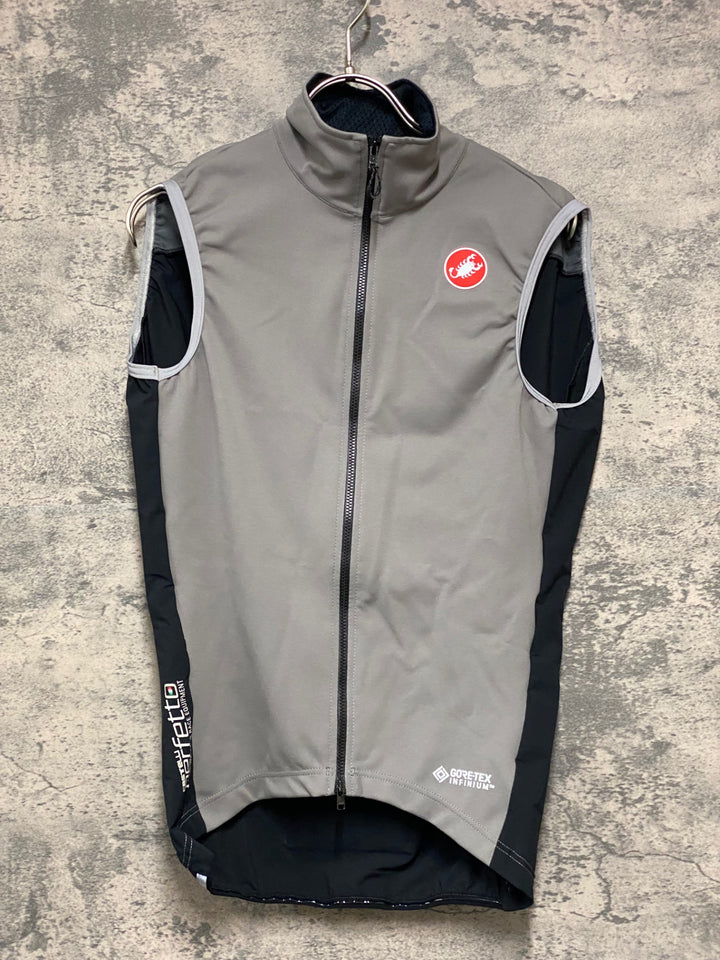 KB403 カステリ CASTELLI ロッソコルサ ROSSO CORSA perfetto ジレ サイクルベスト グレー黒 S GORE-TEX INFINIUM