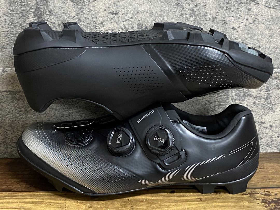 KD341 シマノ SHIMANO XC7 WIDE SHXC702M L01 E ビンディングシューズ BOA 2穴 黒 シルバー EU42