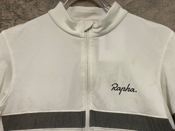 JM005 ラファ Rapha BREVET LIGHTWEIGHT JERSEY 半袖 サイクルジャージ 白 M ※汚れ