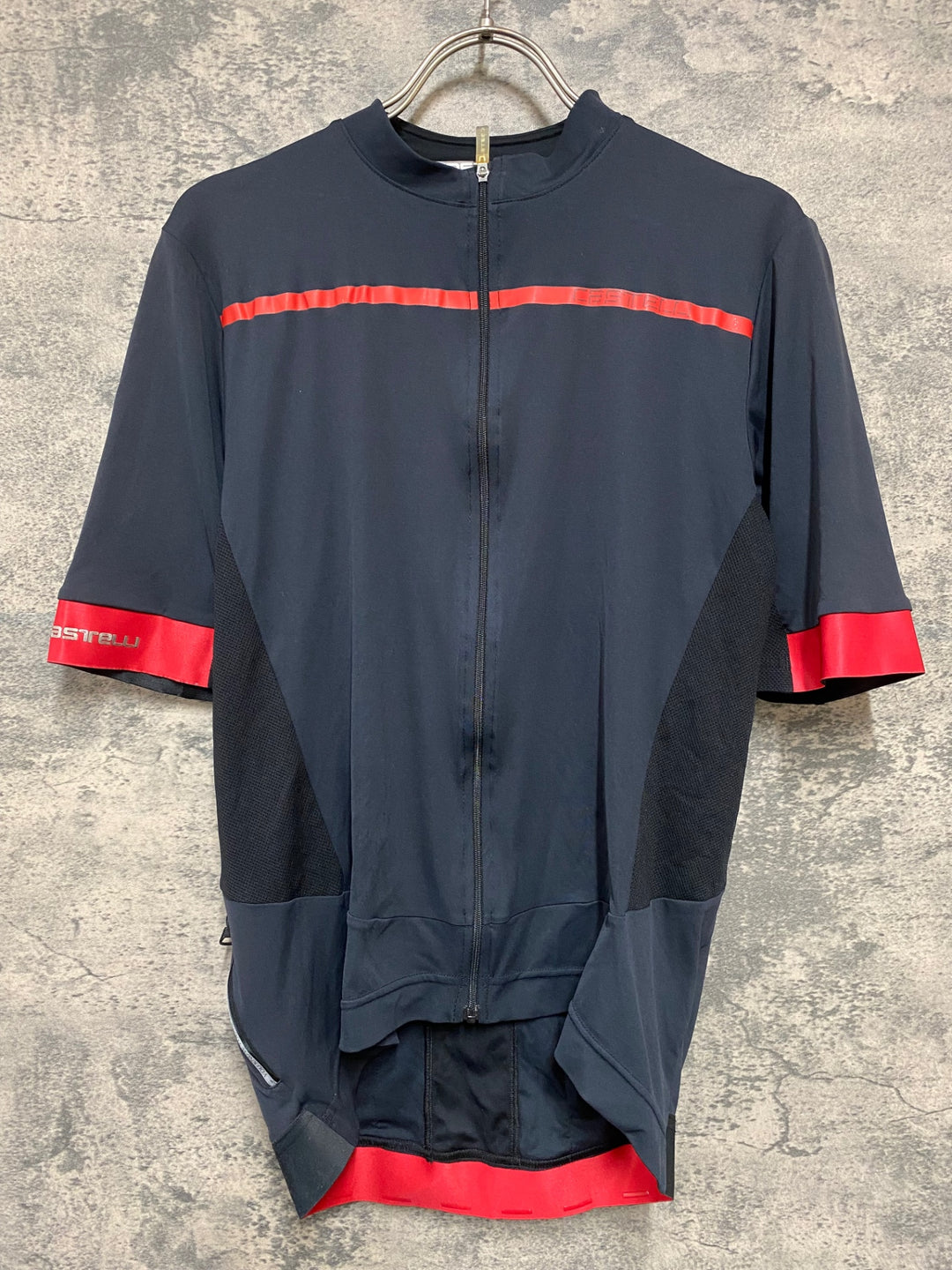 KB218 カステリ CASTELLI 半袖 サイクルジャージ 黒赤 XL