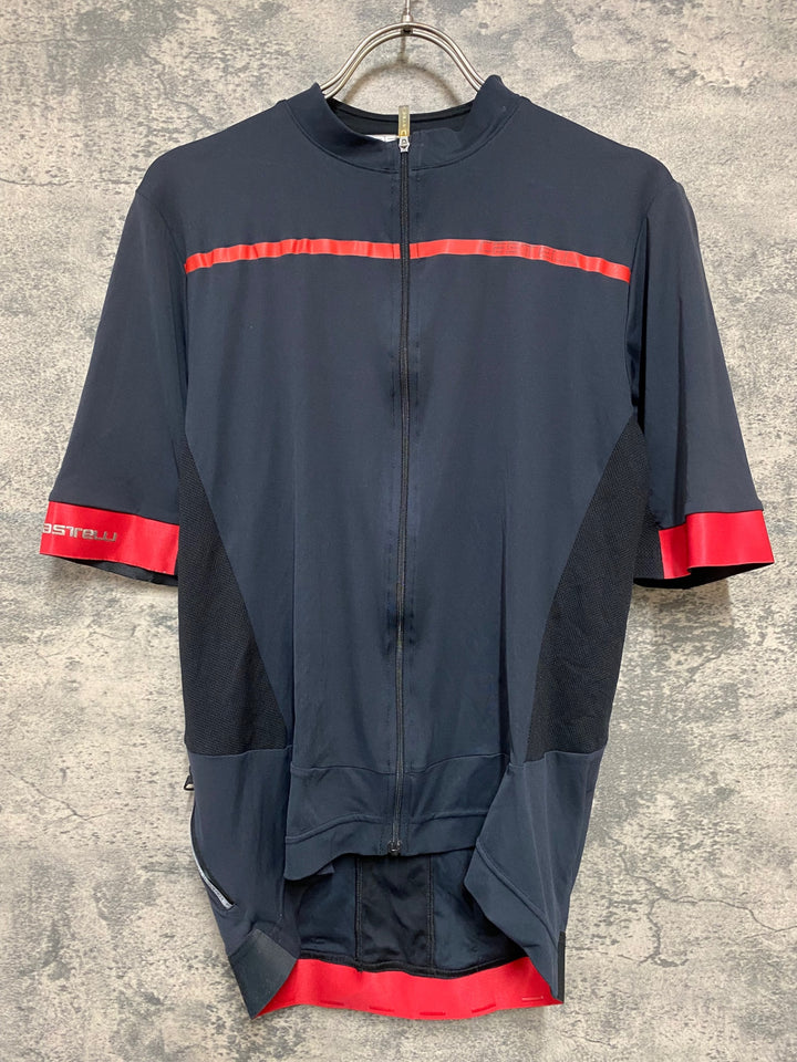 KB218 カステリ CASTELLI 半袖 サイクルジャージ 黒赤 XL