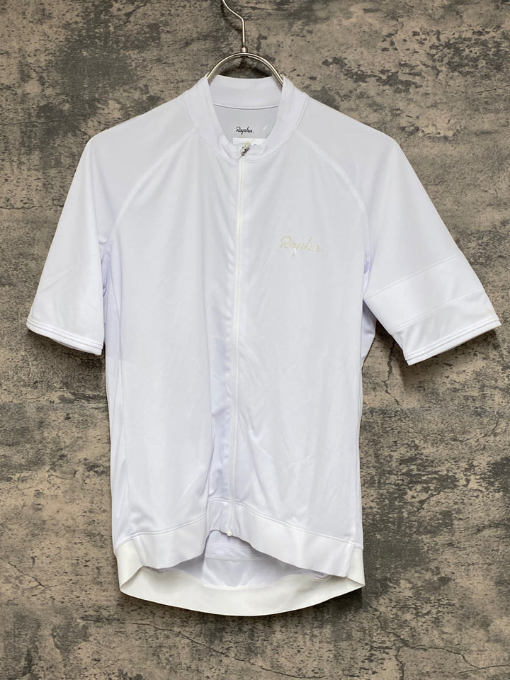 KG934 ラファ Rapha MENS SHORT SLEEVE CORE JERSEY 半袖 サイクルジャージ 白 S ※シミ