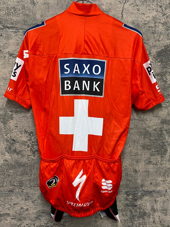 KL656 スポーツフル sportful 半袖 サイクルジャージ ビブショーツセット 白 赤 M SAXO BANK