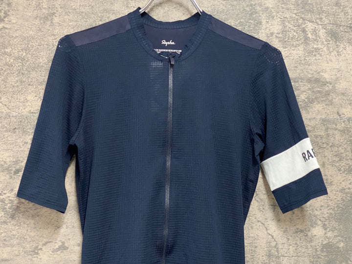 JW107 ラファ Rapha PRO TEAM FLYWEIGHT JERSEY 半袖サイクルジャージ 紺 M 裾ゴム伸び