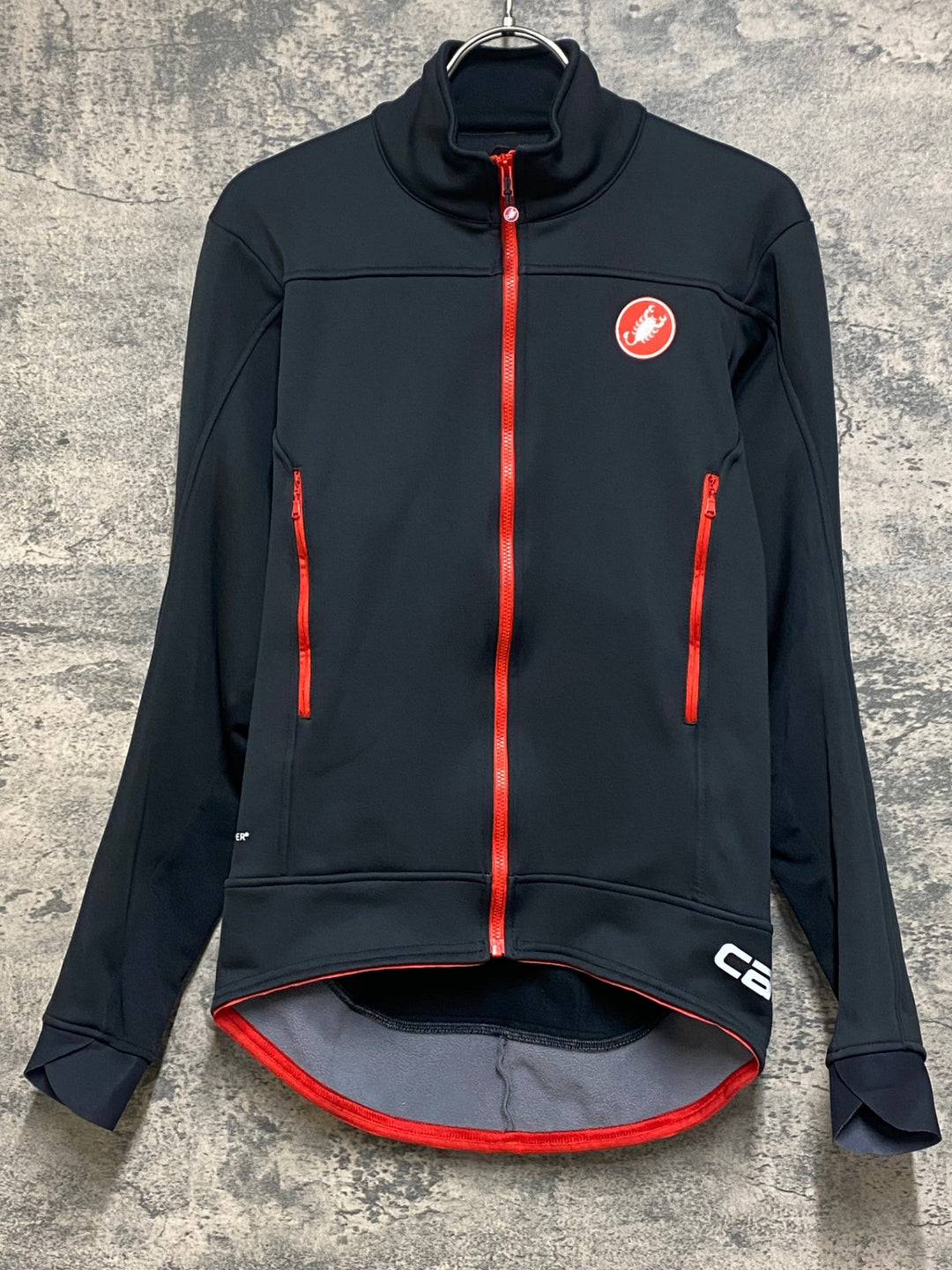 JO287 カステリ CASTELLI 長袖 サイクルジャケット 黒 赤 S 裏起毛 GORE WINDSTOPPER