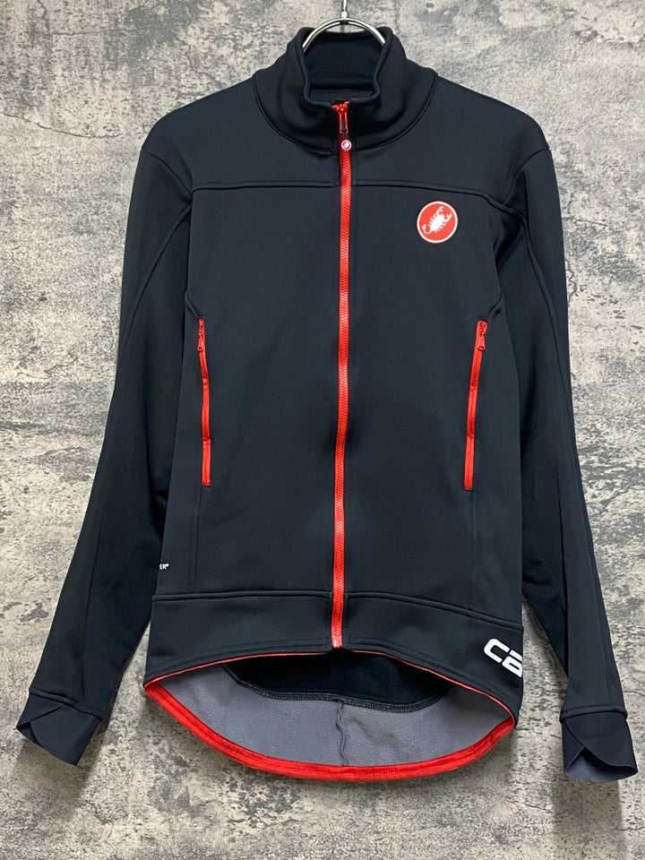 JO287 カステリ CASTELLI 長袖 サイクルジャケット 黒 赤 S 裏起毛 GORE WINDSTOPPER