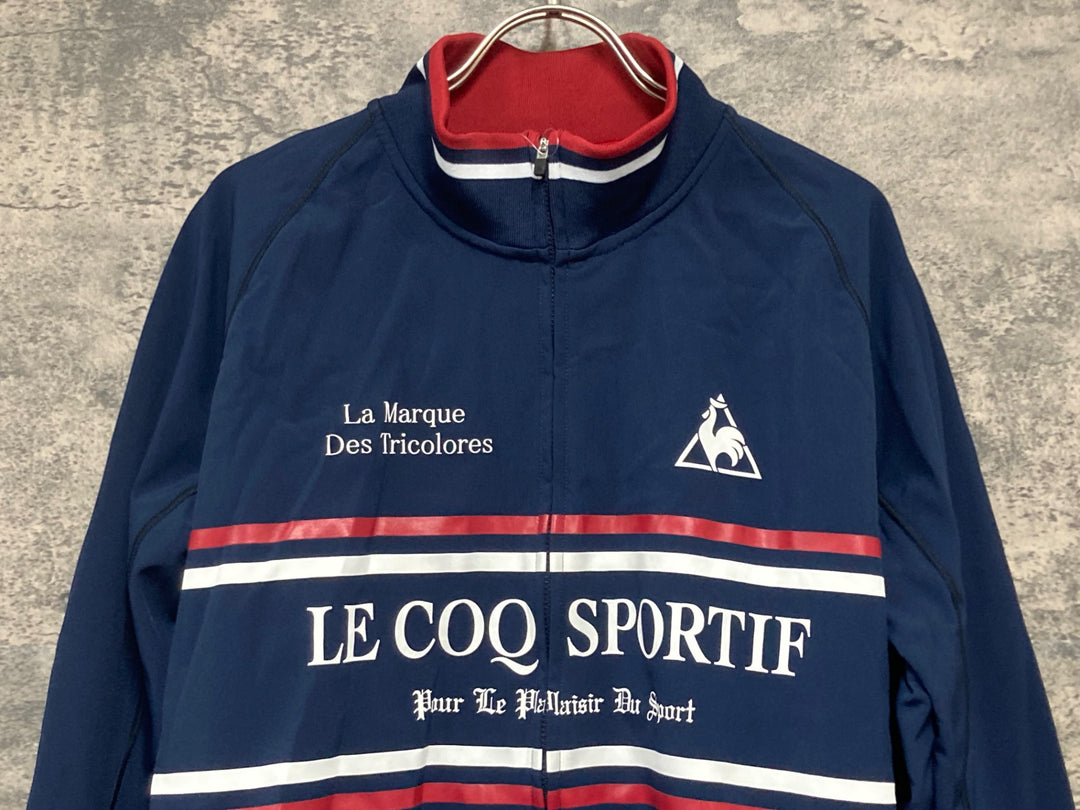 KK449 ルコックスポルティフ le coq sportif 長袖 サイクルジャケット 紺 O 裏起毛