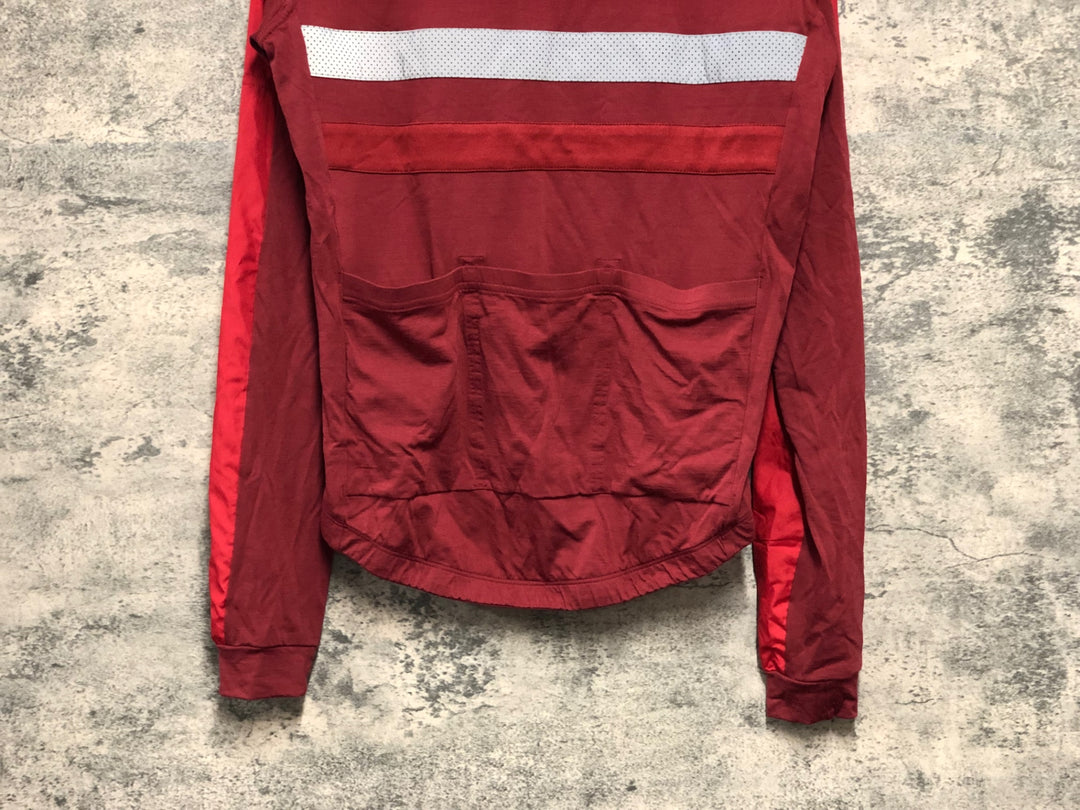 KK257 ラファ Rapha BREVET LONG SLEEVE WINDBLOCK JERSEY 長袖 サイクルジャージ 赤 S ※タグカット