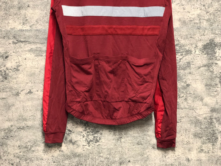 KK257 ラファ Rapha BREVET LONG SLEEVE WINDBLOCK JERSEY 長袖 サイクルジャージ 赤 S ※タグカット