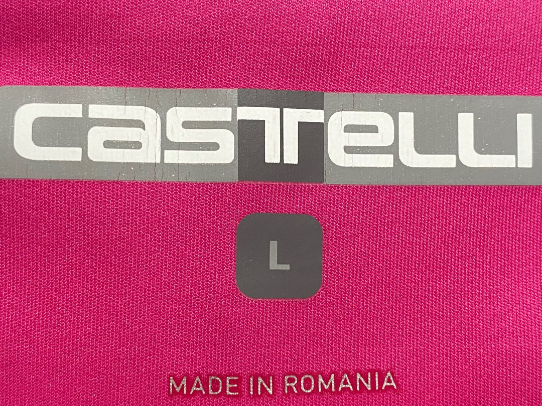 JK843 カステリ castelli 長袖サイクルジャケット ピンク L 裏起毛 GORE WIND STOPPER 汚れアリ