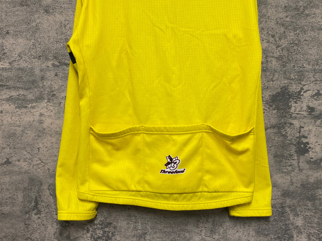 JV324 THREEFACE 長袖サイクルジャージ 黄色 L裏起毛 ハーフジップ